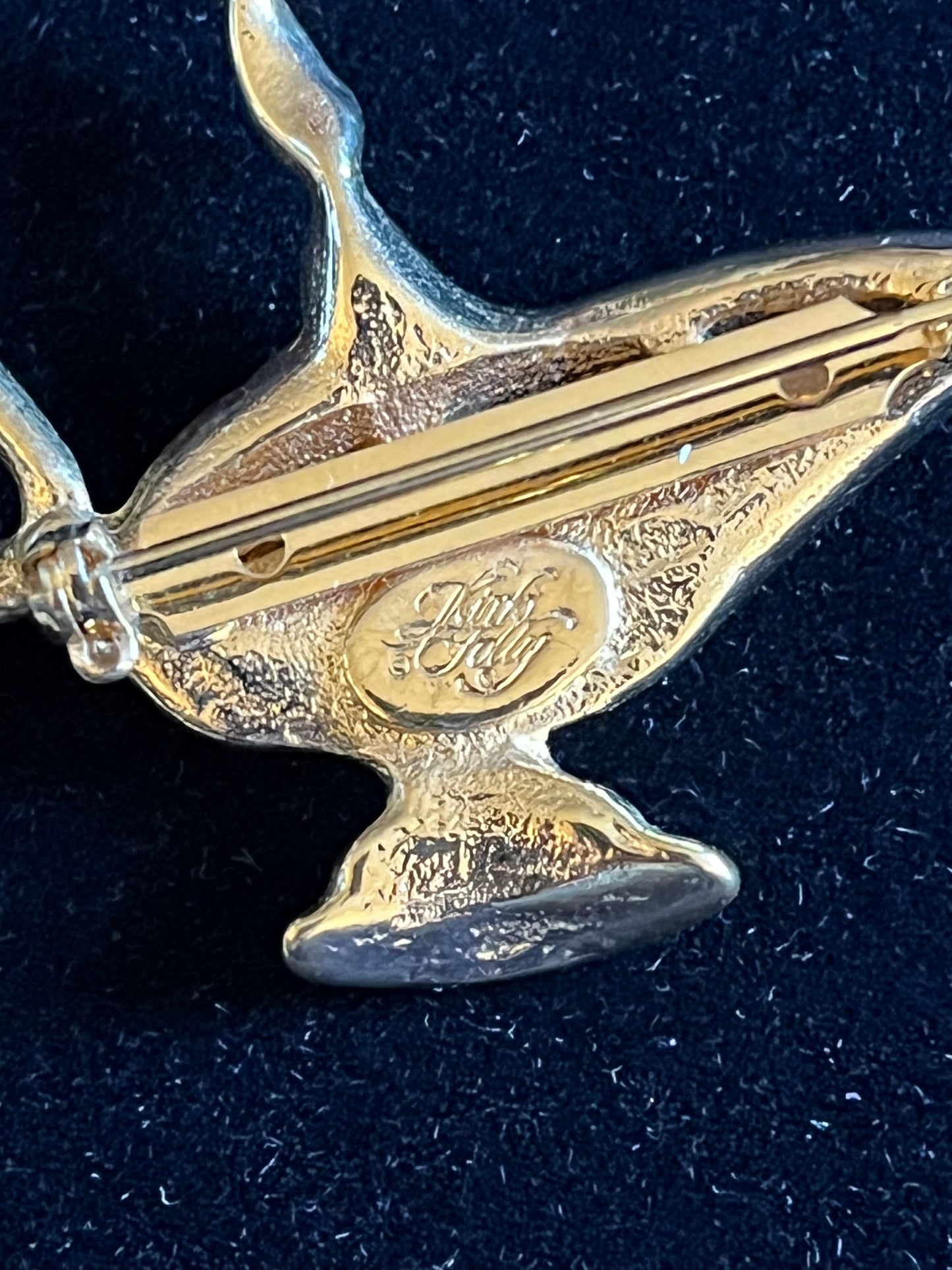 Signed Kirks Folly Genie Lamp Brooch – Gold Tone AB Rhinestone Celestial Dangle Pin